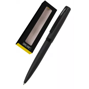 Kuličkové pero ONLINE SCHREIBGERÄTE Eleganza, černé tělo, modrá náplň, otočný mechanismus, kov, lesklý lak 34752