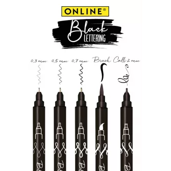 Sada akrylových popisovačů ONLINE Black Lettering, černá, 5 ks 19114