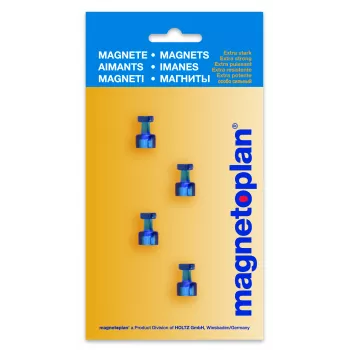 Magnetický držák na poznámky Magnetoplan, modrý, 4 ks, pojme až 9 listů DIN A4 1666114