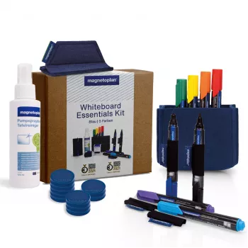 Sada Whiteboard Essentials MAGNETOPLAN HOLTZ modrá - houbička a magnetická odkládací plocha (1230914)