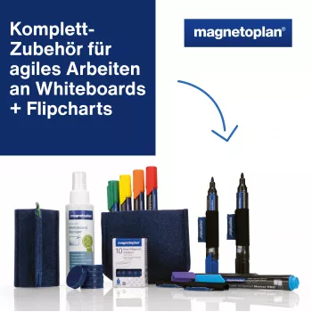 Sada Whiteboard Essentials MAGNETOPLAN HOLTZ modrá - houbička a magnetická odkládací plocha (1230914)