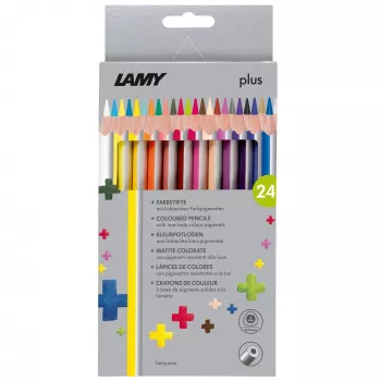 Trojhranné barevné tužky LAMY plus, 24 ks v kartonovém pouzdře, ergonomický trojhranný tvar, matný povrch, odolná tuhá náplň 1222008