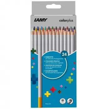 Barevné tužky LAMY colorplus, 24 různých barev, ergonomický trojhranný tvar, matný povrch, odolná tuhá náplň, kartonové pouzdro 1233469