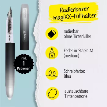 ONLINE magiXX Dark Shadow Fountain Pen, Medium Nib, Black (55100/3D)