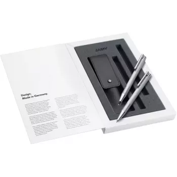 Psací sada LAMY logo Brushed Black – kuličkové pero a mikrotužka v dárkové krabičce 1240662