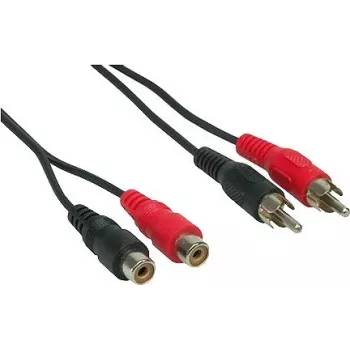 Stereo audio prodlužovací kabel 2x RCA samec na 2x RCA samice, 1,5 m, černý AS-2CV2