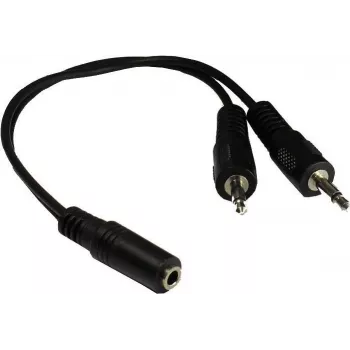Audio Y adaptér GoodConnections AD-35B2S 3,5 mm stereo samice na 2x RCA mono samec, 20 cm, poniklovaný, černý