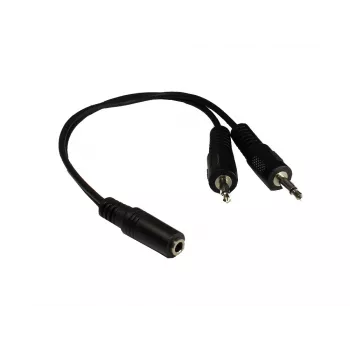 Audio Y adaptér GoodConnections AD-35B2S 3,5 mm stereo samice na 2x RCA mono samec, 20 cm, poniklovaný, černý