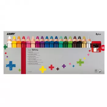 3v1 pastelky LAMY 3plus, 18dílná sada v kartonovém pouzdru – akvarel, voskovka a pastelka v jednom 1223549