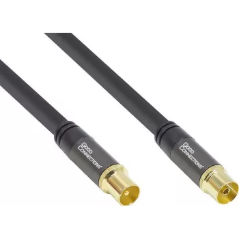 Anténní kabel GoodConnections SmartFLEX, IEC koaxiální samec na zásuvku, pozlacený, čtyřnásobně stíněný, 120 dB, černý, 7,5 m (GC-M2056)