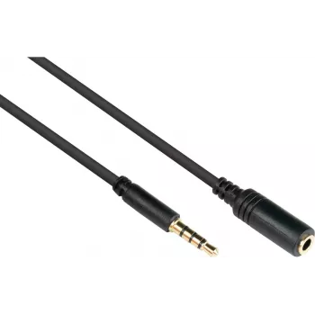 GoodConnections 3,5mm TRRS audio prodlužovací kabel, samec na samici, 5m, černý AS-35V4B5