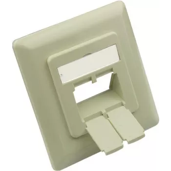 Středová deska GoodConnections 50x50 mm s krycím rámem 80x80 mm pro síťové zásuvky, perleťově bílá RAL1013 (GC-N0154)