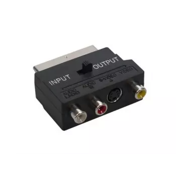 Adaptér GoodConnections Alcasa 5525-3CU SCART na 3x RCA + S-Video s přepínačem směru, černý