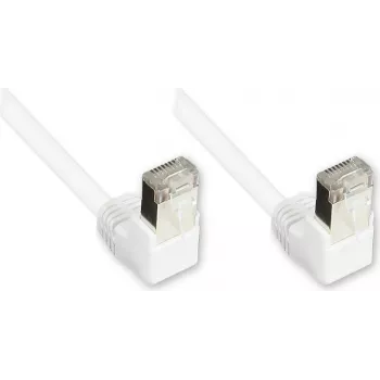 Patch kabel Good Connections Cat. 5e F/UTP, bílý, 3 m, konektory RJ45 zahnuté 90° dolů 805W-030WI