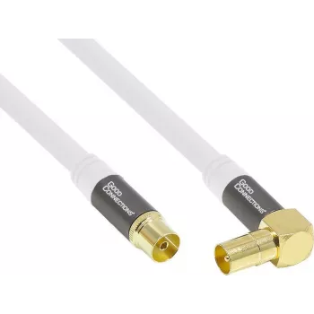 Úhlový anténní kabel k TV Good Connections GC-M2070 SmartFLEX - 30 m - koaxiální IEC samec zahnutý na samici - čtyřnásobné stínění 120 dB 75 Ohm - pozlacené konektory - bílý