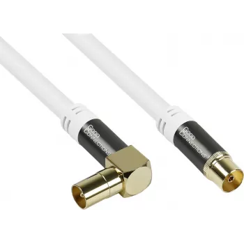 Úhlový anténní kabel k TV Good Connections GC-M2070 SmartFLEX - 30 m - koaxiální IEC samec zahnutý na samici - čtyřnásobné stínění 120 dB 75 Ohm - pozlacené konektory - bílý