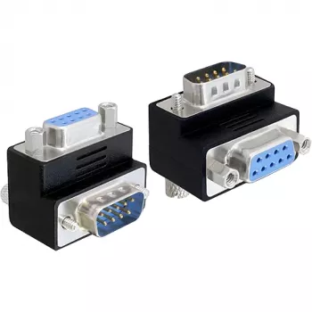 Adaptér Delock D-Sub 9 pin samec na samici 270° zahnutý černý 65265