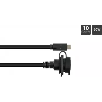 Průmyslový USB-C kabel GoodConnections IC01-16U3102-010 S1, USB 3.2 Gen 2, samec na panelovou samici, M16, IP65/67, 1 m