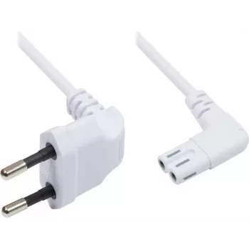 Euro napájecí kabel Good Connections, euro zástrčka na zásuvku IEC C7, oba konce zahnuté 90°, bílý, 0,75 m (1550-ZW007W)
