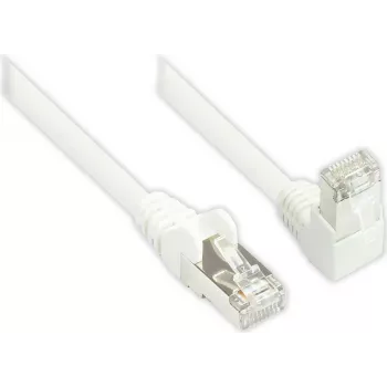 Patch kabel Good Connections 806W-003W Cat.6 S/FTP PiMF, 250 MHz, RJ45, zahnutý 90° dolů, bílý, 0,25 m