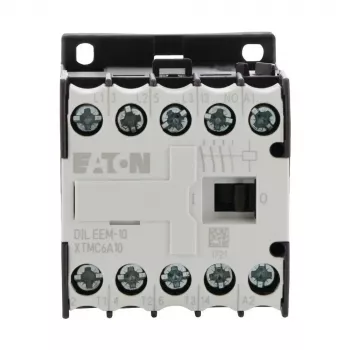 Eaton DILEEM-10 Mini Contactor - 3-Pole, 230 V AC Coil, 9 A, 4 kW, 1 NO Auxiliary, DIN Rail Mount, IP20, Black/White 056674