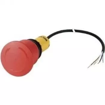 Nouzové tlačítko Eaton C22, 24 V AC/DC, 4 A, 2 NC, odjištění otočením, IP69K, červená hříbová hlavice, žlutý límec, 45 mm 185155