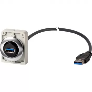 Panelová zásuvka USB 3.0 Type-A Eaton M30C-FUSB-60 s kabelem 1,5 m, kovový čelní kroužek Y7-187084
