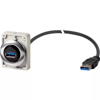 Panelová zásuvka USB 3.0 Type-A Eaton M30C-FUSB-60 s kabelem 1,5 m, kovový čelní kroužek Y7-187084