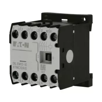 Eaton DILEM12-10 Mini Contactor, 3-Pole, 12 A, 230 V 50 Hz / 240 V 60 Hz Coil, 1 NO Auxiliary, IP20, Black/White 127075