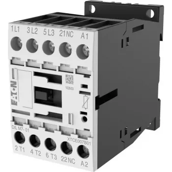 Eaton DILM7-01 Power Contactor, 24 V AC Coil, 3-Pole, 7 A, 1 NC Auxiliary 276572
