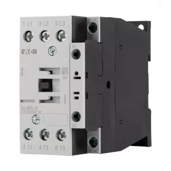 Stykač Eaton DILM25-01(RDC24) 3pólový, cívka 24 V DC, 25 A AC-3, 1 NC pomocný, IP00, černý/bílý 277178