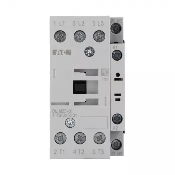 Stykač Eaton DILM25-01(RDC24) 3pólový, cívka 24 V DC, 25 A AC-3, 1 NC pomocný, IP00, černý/bílý 277178