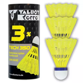 TALBOT torro Tech 350 Nylon Badminton Shuttlecock, Medium Speed, Yellow/Blue, 1 Piece 479113