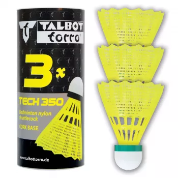 TALBOT torro Badminton Shuttlecock Tech 350, Slow, Yellow/Green, Durable Leisure and Training Nylon Shuttlecock - 1 Piece (479115)