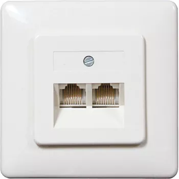 SHIVERPEAKS ISDN nástěnná zásuvka, 2 x RJ45 zásuvka, pod omítku, vypínatelný zakončovací odpor, bílá 69989