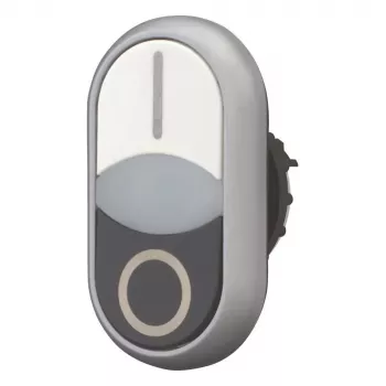 Dvojité tlačítko Eaton M22-DDLF-WS-X1, ploché, osvětlené, bílé/černé, 1NO+1NC, šroubové 284816