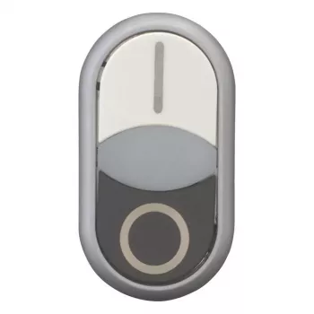 Dvojité tlačítko Eaton M22-DDLF-WS-X1, ploché, osvětlené, bílé/černé, 1NO+1NC, šroubové 284816