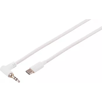 USB-C audiokabel S CONN MAXIMUM CONNECTIVITY, 3,5mm zahnutý konektor, TRS, bílý, 0,9m 14-06226