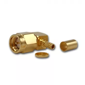 SMA úhlový crimp konektor Telegärtner pro RG-316, zlatý, 5 ks (J01150A0071)