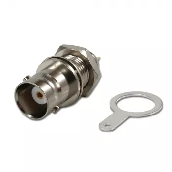 BNC panelová zásuvka Telegärtner, izolovaná 50 Ohm, bílé izolační podložky, Z03 (J01001B1222)