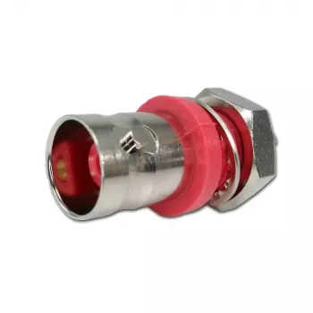 BNC průchodková zásuvka Telegärtner, izolovaná 50 Ohm, červená izolační příruba, Z01 – 1 ks (J01001C0043)