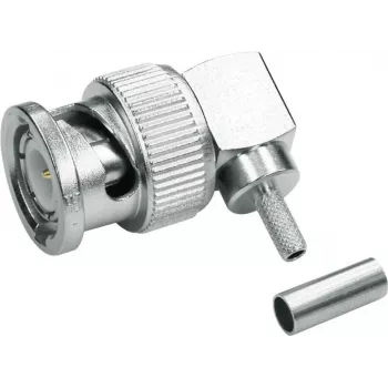 BNC úhlový crimp konektor Telegärtner 75 Ohm pro RG-59 B/U, pájení/crimp, samec, 1 ks J01002A1356