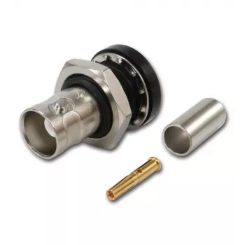 BNC kabelová zásuvka crimp Telegärtner G01 50 Ohm, crimp/crimp, izolovaná příruba, A1305, Z04, G01 (RG-58 C/U) – 5 ks