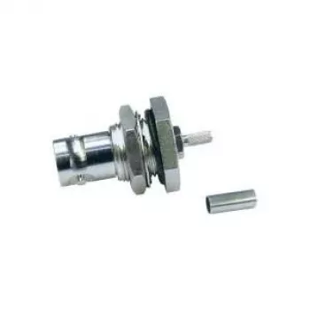 Přírubová zásuvka BNC Telegärtner, krimpovací/krimpovací 50 Ohm pro RG-316/U, nikl/zlatá