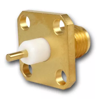 Přírubová zásuvka SMA Telegärtner, příruba, zlatá, 50 Ohm, 5 ks J01151A0621