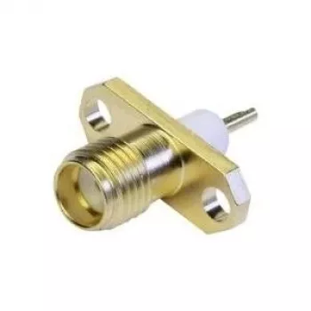 Přírubová zásuvka SMA Telegärtner s přírubou Z28, zlatá (Standard) - 5 ks (J01151A0631)