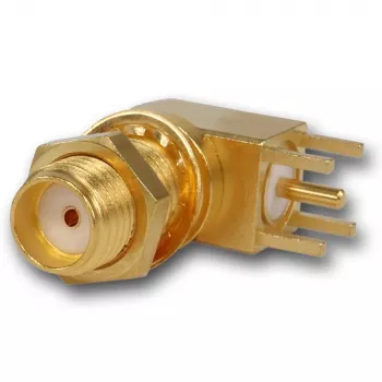 Přírubová zásuvka SMA Telegärtner, pravoúhlá, 50 Ohm, zlacená, Z25/Z55 J01151A0201Z