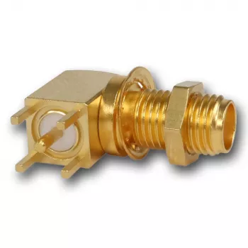 Přírubová zásuvka SMA Telegärtner, pravoúhlá, 50 Ohm, zlacená, Z25/Z55 J01151A0201Z