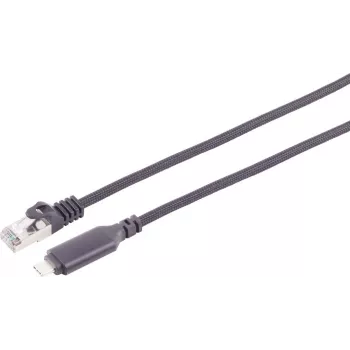 Adaptérový kabel S CONN MAXIMUM CONNECTIVITY USB-C na RJ45 Gigabit Ethernet, 3 m, černý 14-51045