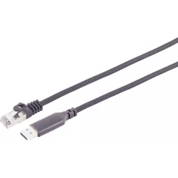 Adaptérový kabel USB-A na RJ45 LAN 1G S CONN MAXIMUM CONNECTIVITY 14-52155, hliník, černý, 1,5 m